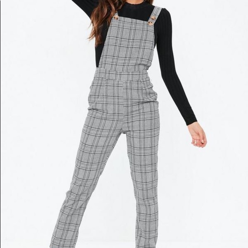 Missguided Plaid Full Length Overalls